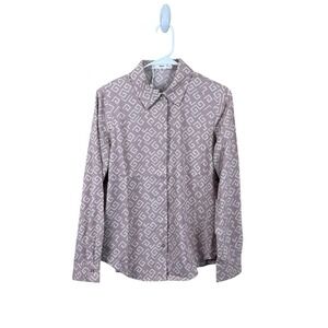 MNG Mango Button Down Geometric‎ Flowy Button Down Shirt NWT Small S